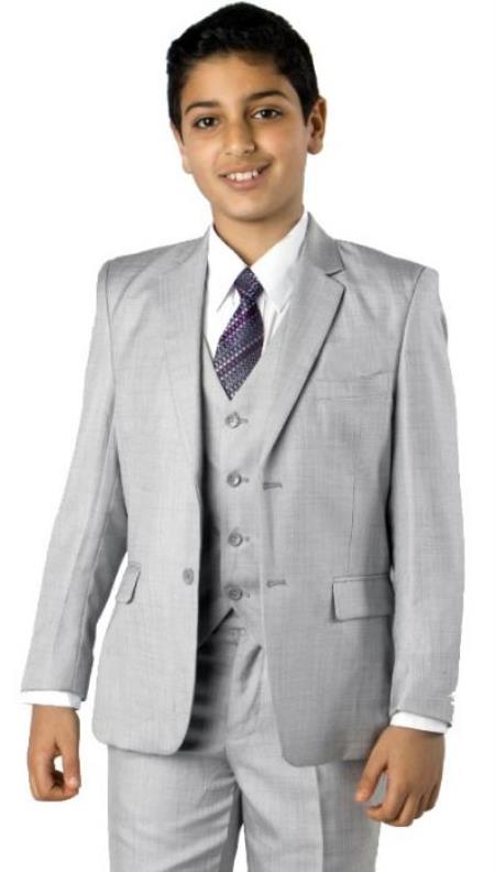 T.o Husky Fit Blue & Gray Check Two Button Two Piece Boys Suit 