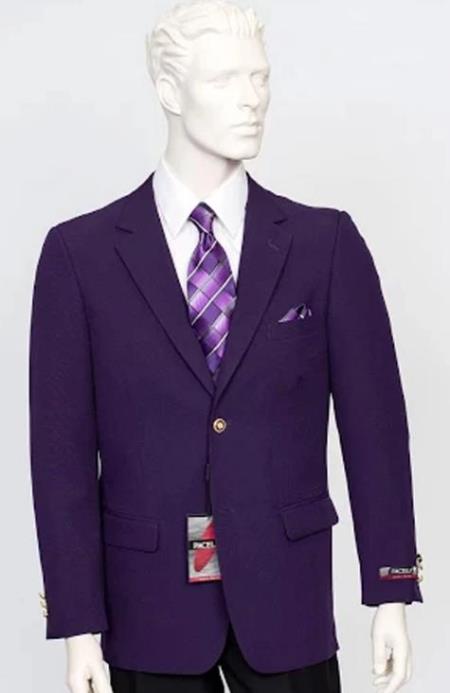 Poplin Fabric Pacelli Solid 2 Button Purple Blazer BLAIR-70049