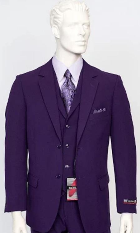 Poplin Fabric Pacelli 3pc Purple Suit CAMERON-10049