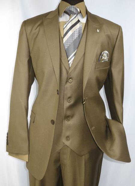 Falcone Mens Light Brown Style Suit