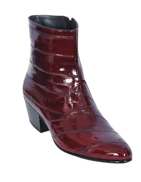 Mens Dress Ankle Boots Los Altos Boots Short Cowboy Boot - Western Ankle Boots Exotic Skin + Burgundy + Skin Type