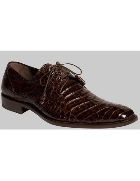 Mens Dark Brown Genuine Crocodile Shoes