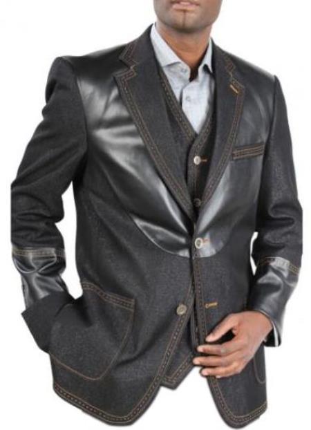 Men's double breasted loose fitting Denim blazer