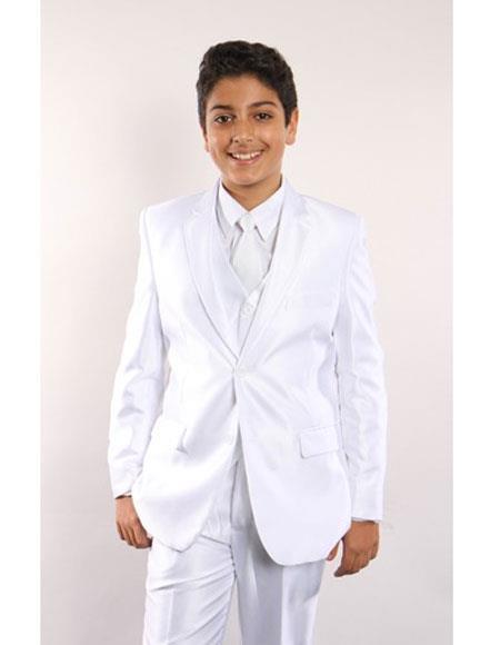 Suit For Teenager White w/ White Shirt
