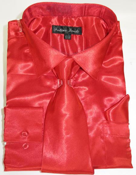 Fire Red Colorful Mens Dress Shirt