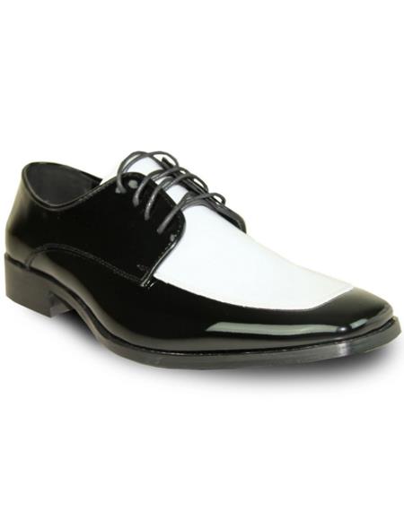 Mens Black and White Vangelo Tuxedo Shoes