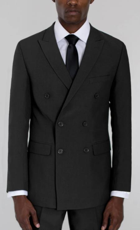 Mens Black Double Breasted Suit