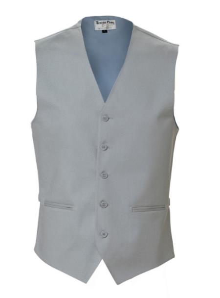Mens Linen Vest Five Plastic Button Front Grey Vest - Beach Wedding