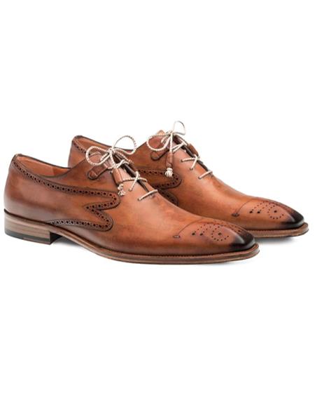 Mezlan Shoes Tan Calfskin Leather Mens Oxford