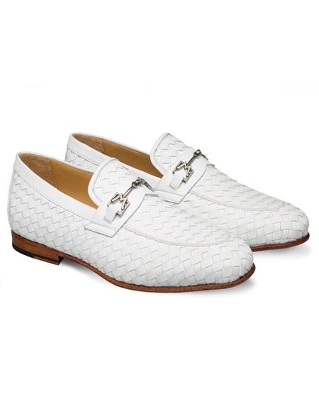Mezlan Shoes White Calfskin Leather Mens Leather