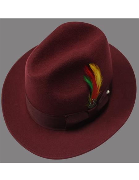 Men's 1920's Hats Untouchable Hat - Fedora Mens Hat Burgundy - Wool