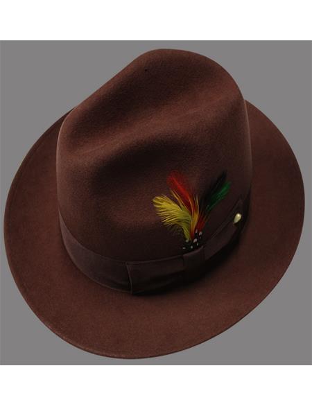 Men's 1920's Hats Untouchable Hat - Fedora Mens Hat Rust - Wool