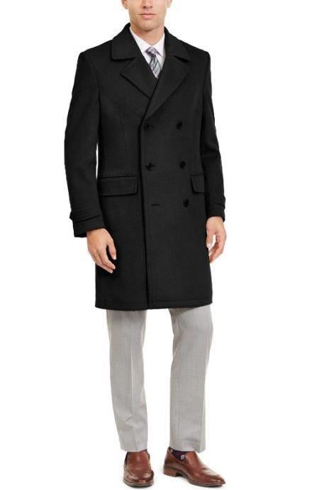 Style# Manhattan 34 Inch Double Breasted Mens Overcoat - Mens Topcoat - Wool