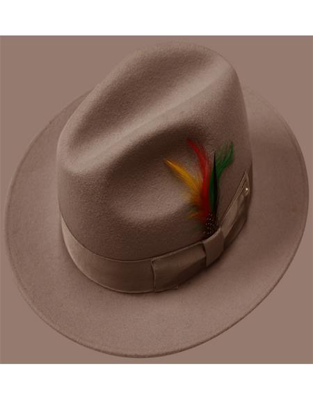 Men's 1920's Hats Untouchable Hat - Fedora Mens Hat Taupe - Wool