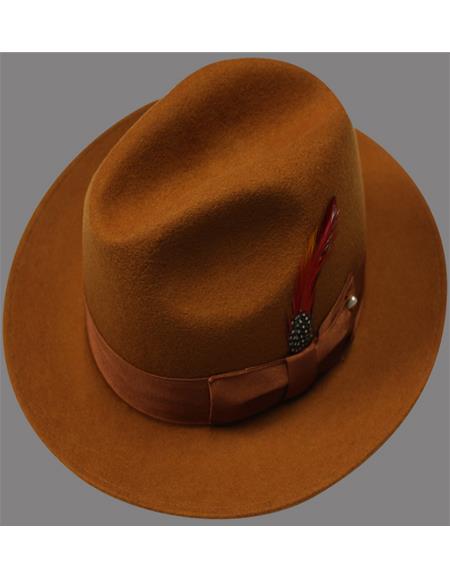 Men's 1920's Hats Untouchable Hat - Fedora Mens Hat Brick - Wool