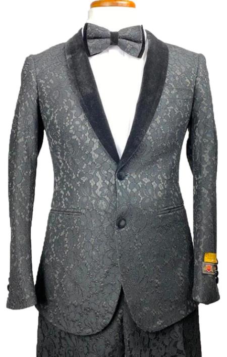 Floral Suits - Paisley Suit - Fashion Suits - Wedding Suit Black