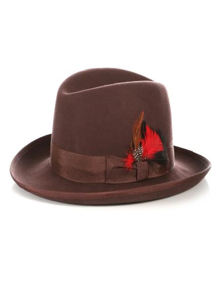 1920s Mens Hat - Gangster Hat - 20s Dress Wool Hat Brown