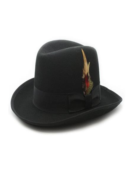 1920s Mens Hat - Gangster Hat - 20s Dress Wool Hat Black