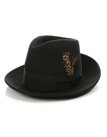 1920s Mens Hat - Gangster Hat - 20s Dress Wool Hat Black
