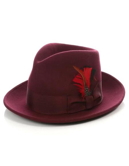 1920s Mens Hat - Gangster Hat - 20s Dress Wool Hat Burgundy