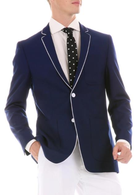 Mens Blue Blazer - Blue Sport Coat - Casual Slim Fit Blazer