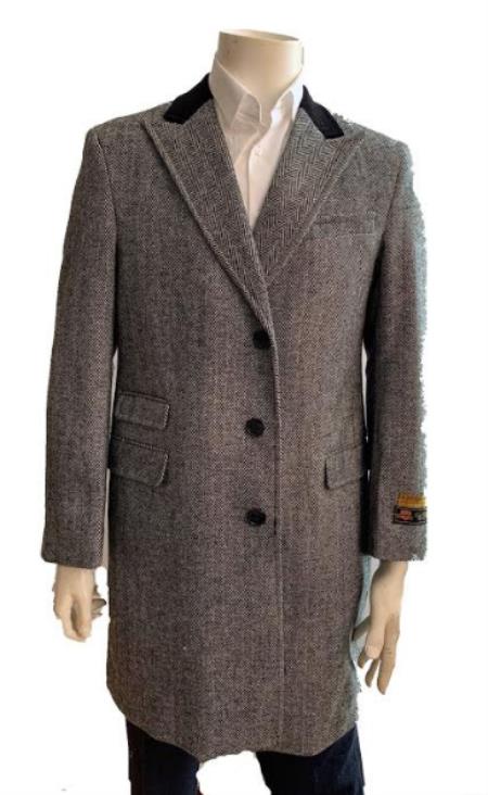 Mens Overcoat - Wool Three Quarter Car Coat + Gray By Alberto Nardoni