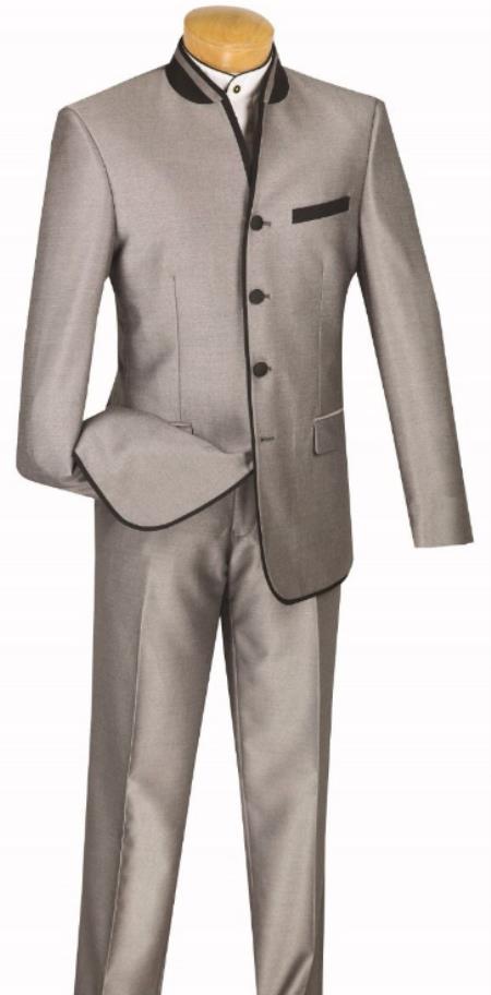 Banded Collar Suit - Mandairn Suit - No Collar Suit -  Fashion Tuxedo