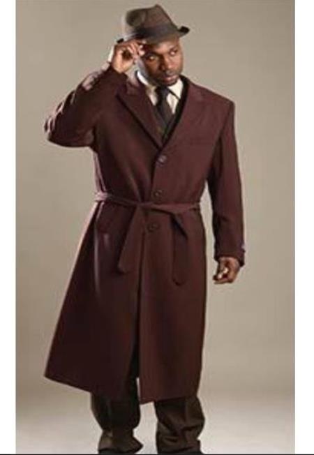 Belted Overcoat - Wool Topcoat - Full length Mens Coat - Longs Mens Coat