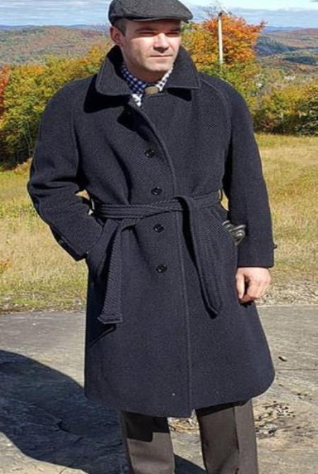Belted Overcoat - Wool Topcoat - Full length Mens Coat - Longs Mens Coat