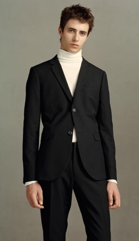 Turtleneck Suit + Free Turtleneck Sweater Package Black Suit 