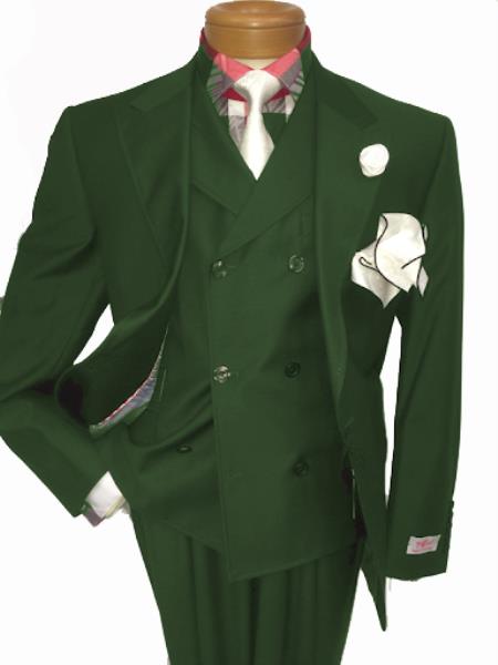Men's Two Button Single Breasted Notch Lapel Suit Hunter Green