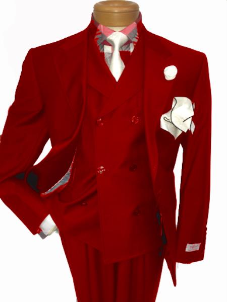 Men's Two Button Single Breasted Notch Lapel Suit Red