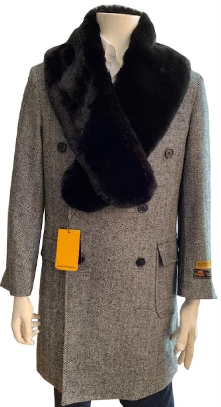 Double Breasted Three Quarter Overcoat - Wool And Cashmere Peacoat - Topcoat By Alberto Nardoni