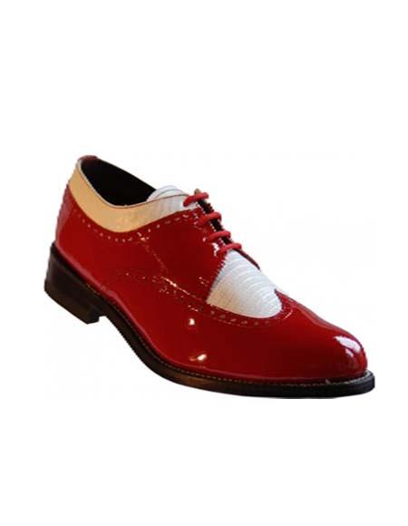 1920s Shoes - Gangster Shoes - Spectator Dress Shoes For Men Red-White