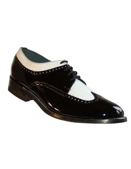 1920s Shoes - Gangster Shoes - Spectator Dress Shoes For Men Black-White
