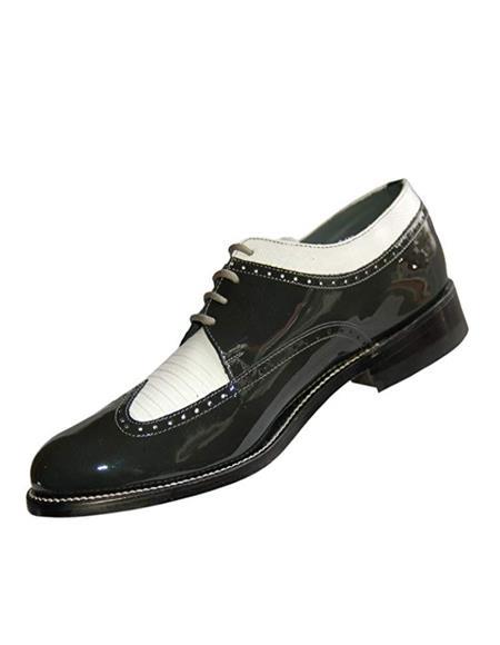 1920s Shoes - Gangster Shoes - Spectator Dress Shoes For Grey ~ White