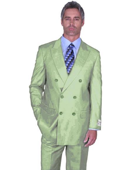 Big and Tall Suit - Sage Green Double Breasted Suit - Wool Fabric
