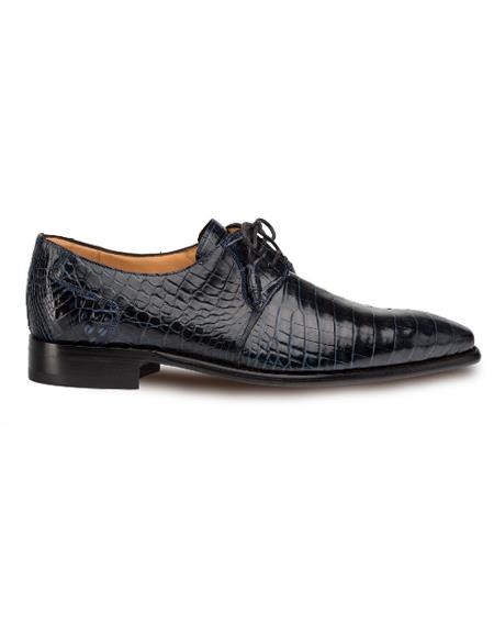 Men's Mezlan Genuine Alligator Full Leather Sole Shoes Blue