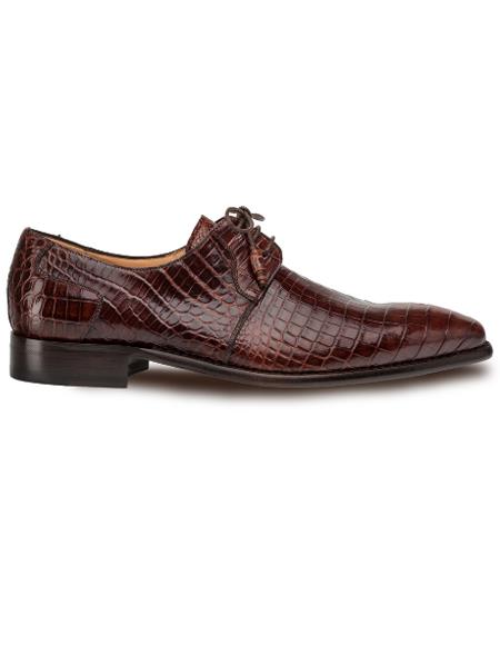 Men's Mezlan Genuine Alligator Elegant Full Exotic Plain Toe Blucher Shoes Sport