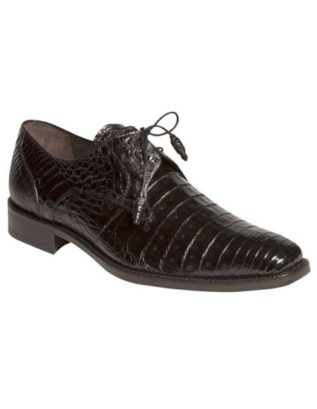 Men's Mezlan Genuine Crocodile with Crocodile-Wrapped Tassels Shoes Black