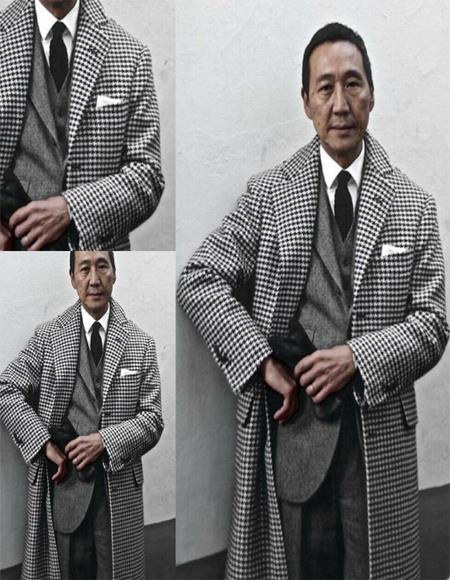 Houndstooth Overcoat - Black and White Checker Wool And Cashmere Fabric Topcoat By Alberto Nardoni