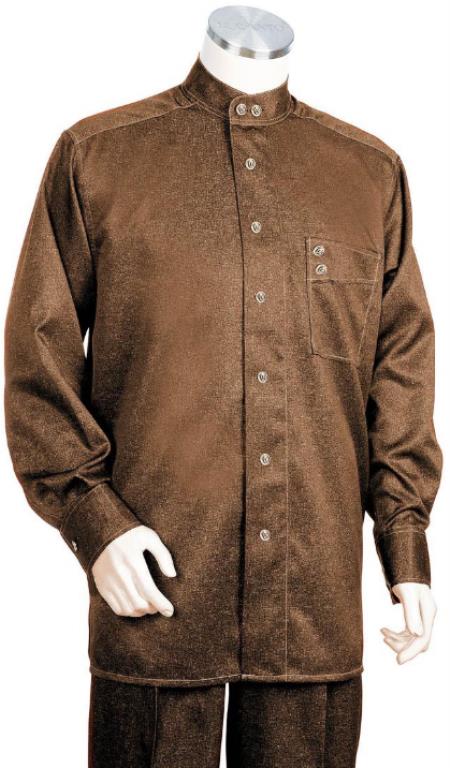 Long Sleeve Walking Suit - Casual Suits For Men + Mens Leisure Suit + Brown