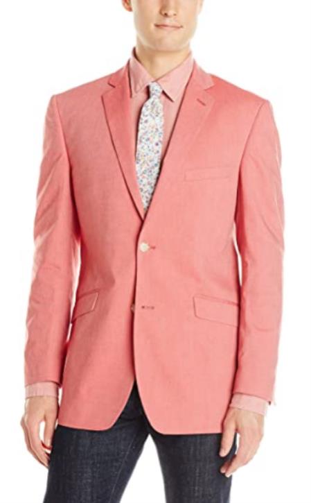 Mens Chambray Sportcoat - Chambray Blazer - Summer Cotton Blazer Red