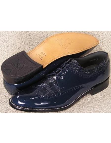Mens Baldwin Wingtip Blucher Oxford Shoes Navy