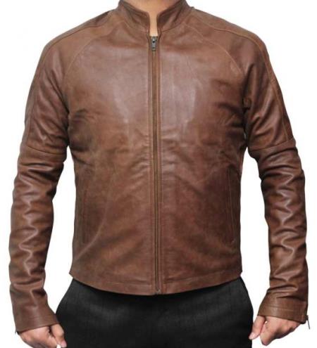 Mens Tom Cruise Suit Leather Jacket Erect Collar