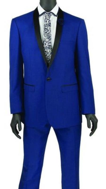 Mens Single Breasted Prom Suit for Guys Blue