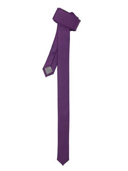 Groomsmen Ties Fully Lined Polyester Satine Fabric Purple Super Skinny Slim Tie