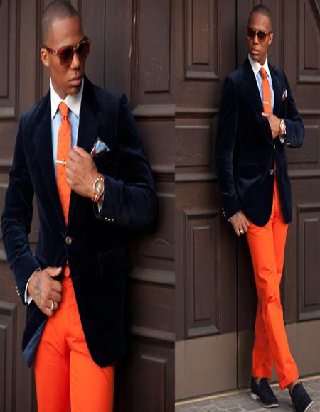 Mens Orange Dress Pants