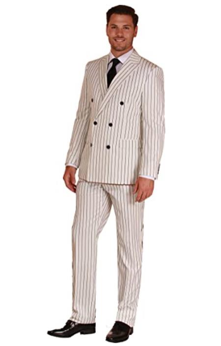 Mens Double Breasted Suit Off-white