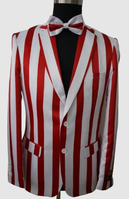 Mens Red Blazer - Red and White Sport Coat